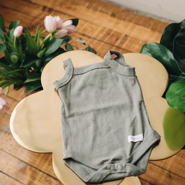 dark sage sleeveless onesie