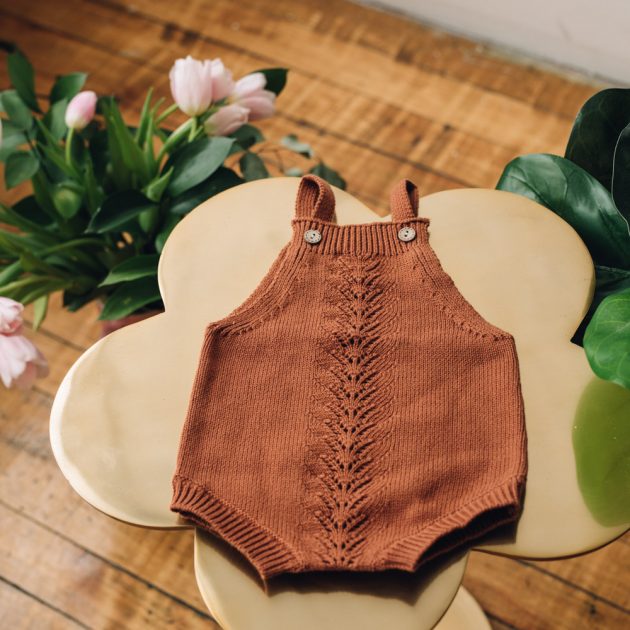 knit rust romper