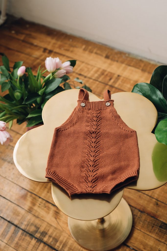 knit rust romper