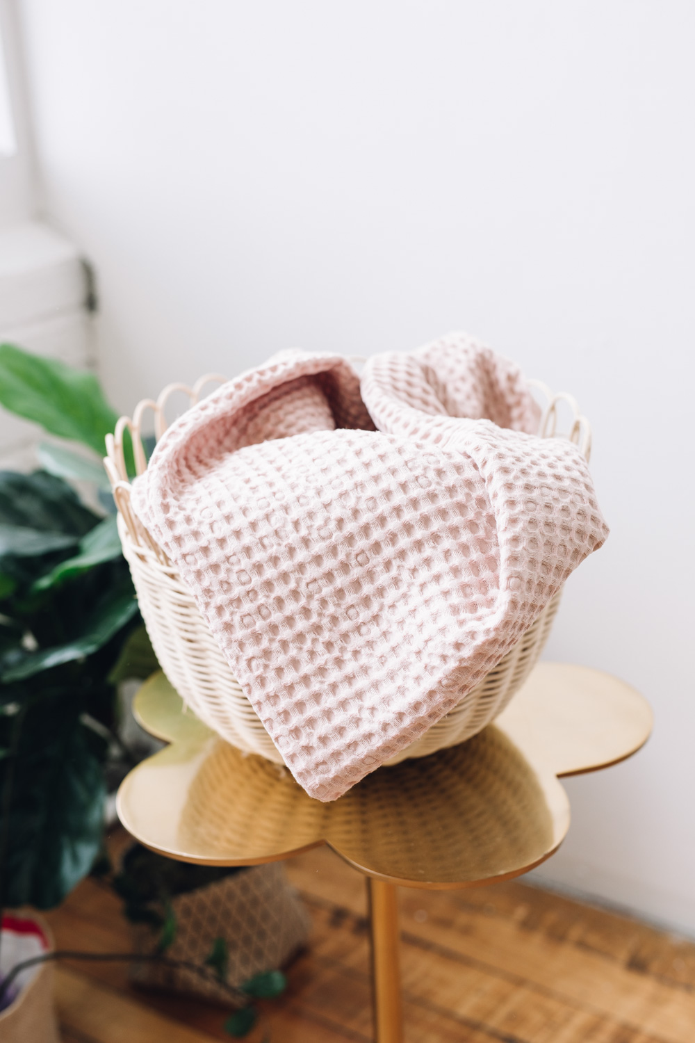 blush waffle baby blanket