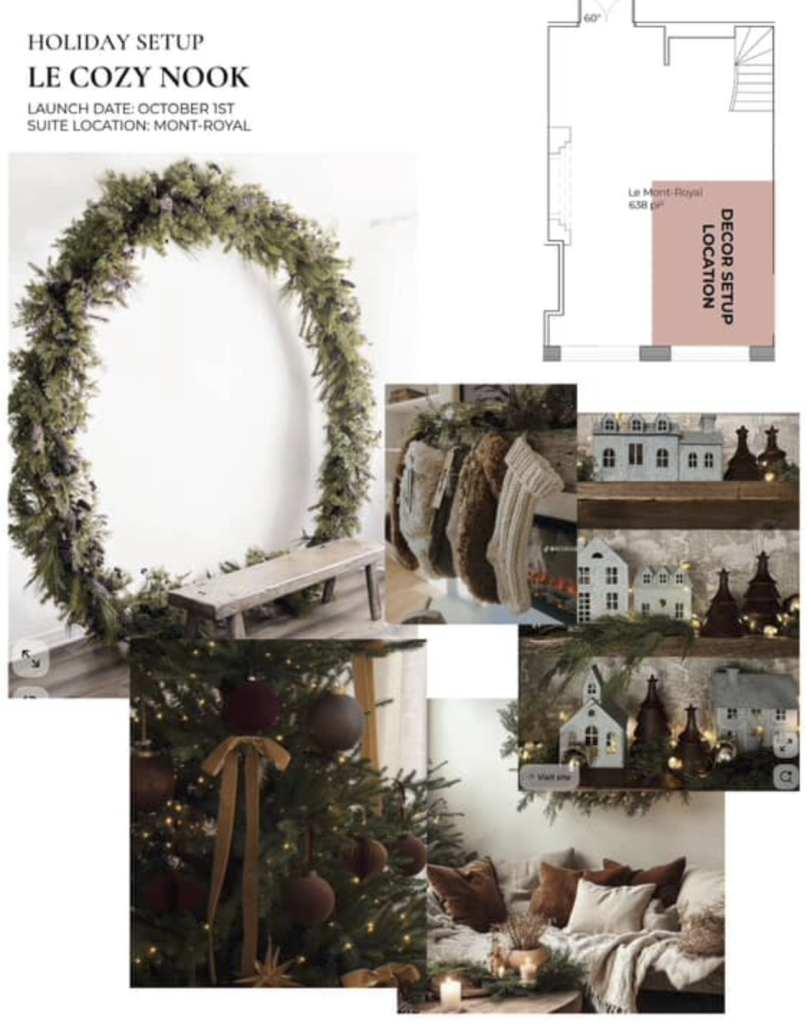 a cozy, dark christmas set up for mini session photos
